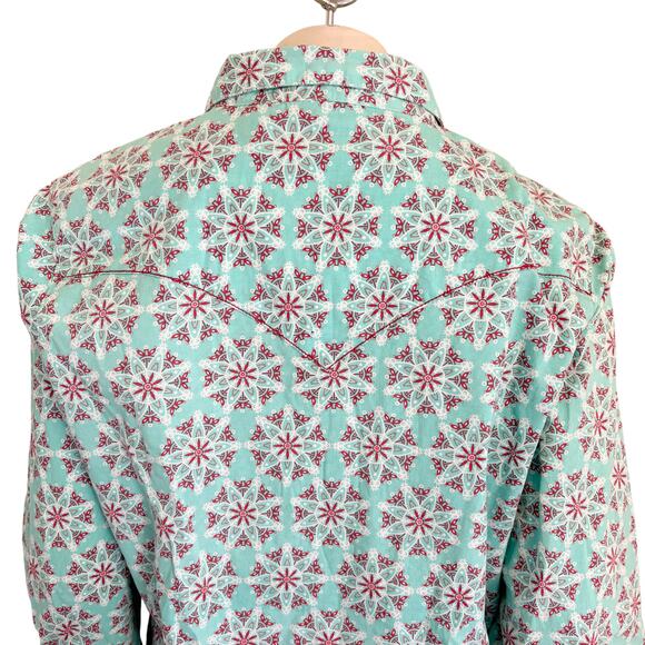 VTG WRANGLER Rhinestone Snap Medallion Star Long Sleeve Western Shirt SZ XL - Picture 5 of 9